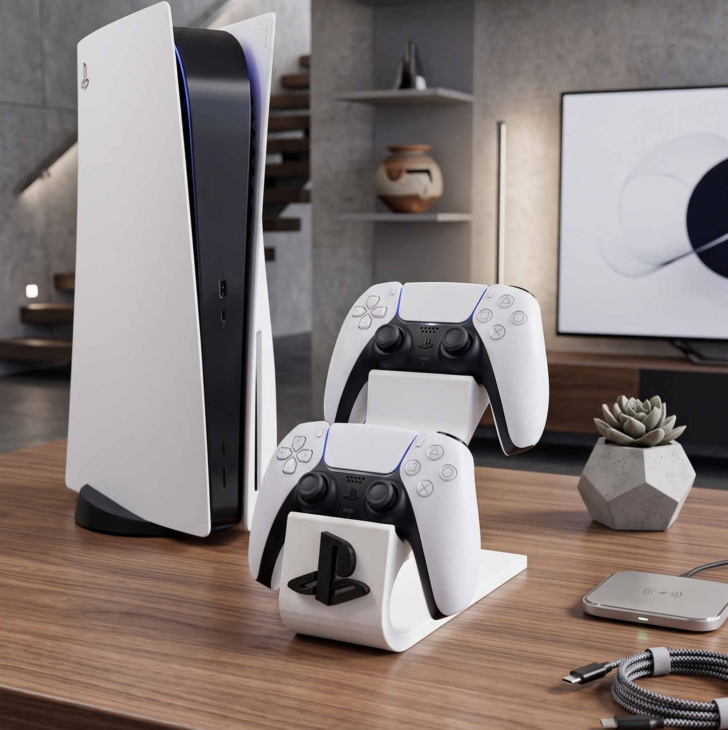 PS5 Dual Controller Stand – Sleek & Functional Design